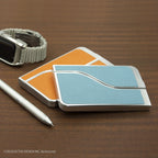 Card Case Sunny Shiny Silver x Tangerine Leather