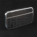 Card Case Cobble+ Shiny Silver x Black Croc