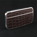 Card Case Cobble+ Shiny Silver x Dark Brown Croco