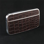 Card Case Cobble+ Shiny Silver x Dark Brown Croco