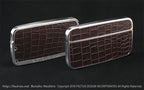 Card Case Cobble+ Shiny Silver x Dark Brown Croco