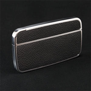 Card Case Cobble+ Shiny Silver x Black Leather